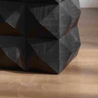 Retro Coffee Table, Three-Dimensional Embossed Pattern Design, High-Quality MDF and Fir, 11.81″ L x 11.81″ W x 23.62″ H, Black(m-6)