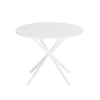 42.13'' Modern Cross Leg Round Dining Table, White Top, Two Piece Removable Top, Matte Finish Iron Legs, Easy Assembly, White(m-9)