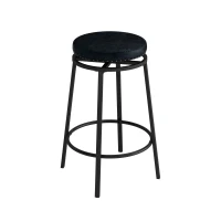 3-Drawer Long Dining Table Set with Power Outlets, Circular PU Stools, Easy Assemble, 60.24"L x 15.75"W x 35.43"H, Black(m-10)