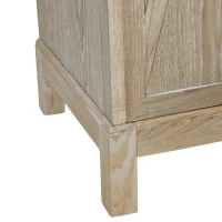 Modern 4-Door Cabinet with Mirrored Decorative Doors, Ample Storage, Solid Wood Legs, Easy Assembly, 59.84"L x 15.75"W x 31.89"H, Wood(m-9)