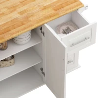 Kitchen Island Cart with 2 Door Cabinet, Three Drawers, Spice Rack, Towel Rack, and Locking Wheels, 43.31" Width, White(m-5)