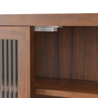 Vintage Double Door Wall Cabinet with Glass Doors, Three Tiers of Storage, and Towel Rack for Bathroom, Kitchen, Dining Room, 24.8", Brown(m-7)