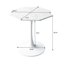 31.5" Modern Octagonal Coffee Table with Printed White Marble Table Top, Metal Base, Easy Assembly, and 220 lbs Weight Capacity, White Marble(m-3)