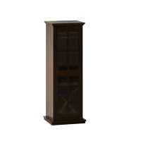 Modern Glass Door Wine Cabinet with Drawer and X-Shaped Wine Rack, Adjustable Shelves, 17.32"L x 15.24"W x 50.2"H, Brown(m-2)