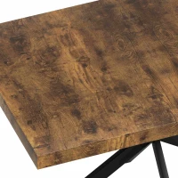 Retro Rectangular Stretch Dining Table, Antique Wood Top, Black Iron Base, with Storage Box, 55.11"-70.86", Black Brown(m-10)
