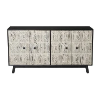 59.84" 4-Door Vintage Sideboard, Freestanding Storage Cabinet with Adjustable Shelves and Metal Handles for Living Room, Office, Bedroom, Black(m-10)