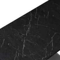 Modern Square Dining Table, Stretchable Printed Black Marble Table Top, MDF X-Shape Legs with Metal Base, 62.99"L x 31.5"W x 30.12"H, Black(m-8)