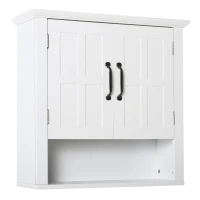 HOMCOM Wall Mount Bathroom Cabinet, Storage Organizer Kitchen Cupboard with 2 Doors and Adjustable Shelf White(m-2)