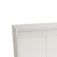 Stylish 4-Door Storage Cabinet with Square Metal Legs, Adjustable Shelf, and Particle Board Material, 47.24"L x 11.81"W x 31.69"H, White(m-6)
