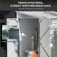 Outsunny 4.6ft x 9ft Metal Storage Shed Lockable Garden & Yard Tool & Outdoor Storage Shed, White(m-5)