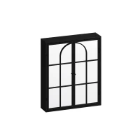 Vintage Two Door Wall Cabinet with Mirror, Three-Level Storage Space, Retro Style, Iron and Glass, 23.62"L x 5.91"W x 27.56"H, Black(m-2)