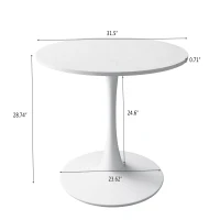 32" Modern Round Dining Table with Printed White Marble Top, Metal Base, Easy Assembly and Maintenance, 220 lbs Weight Capacity, marble(m-3)