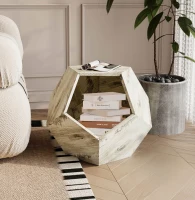 Modern Pet Furniture Cat Litter Box, Multifunctional Side Table and Planter, MDF, 25.98'' x 25.98'' x 21.07'', White Oak(m-5)