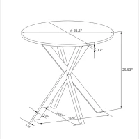 31.5'' Modern Cross Leg Round Dining Table, White Marble Top, Two Piece Removable Top, Matte Finish Iron Legs, Easy Assembly, White(m-3)