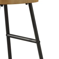 29.53" Minimalist Bar Stools Set of 2, Counter Height, Pine Wood and Iron Frame, Ergonomic Design, 250 lbs Capacity, Easy Assembly, Wood(m-7)