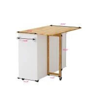 Kitchen Island Cart with 2 Door Cabinet, Three Drawers, Spice Rack, Towel Rack, and Locking Wheels, 43.31" Width, White(m-3)