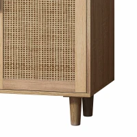 Elegant 4-Door Rattan Storage Cabinet, Adjustable Shelves, Easy Assembly, 62.20"L x 15.75"W x 34.25"H, Natural(m-7)