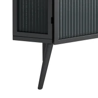22.25" Floor Corner Cabinet with Tempered Glass Door & Storage Shelves for Bathroom, Living Room, Bedroom, Easy Assembly, 31.5" H, Black(m-8)