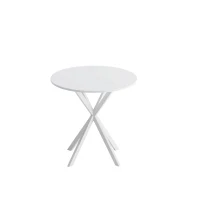 31.5'' Modern Round Dining Table with Crossed Legs, Two Piece Detachable Table Top, Matte Finish Iron Legs, Easy Assembly and Maintenance, White(m-9)