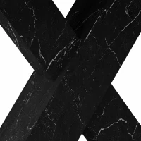 Modern Square Dining Table, Stretchable Printed Black Marble Table Top, MDF X-Shape Legs with Metal Base, 62.99"L x 31.5"W x 30.12"H, Black(m-9)