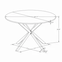 47.24'' Modern Cross Leg Round Dining Table, White Top, Two Piece Removable Top, Matte Finish Iron Legs, Easy Assembly and Maintenance, White(m-3)