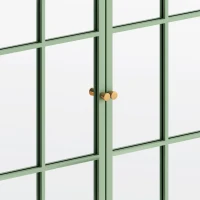 Vintage Two Door Wall Cabinet with Mirror, Three-Level Storage, Retro Style, Iron and Glass, 23.62"L x 5.91"W x 27.56"H, Green(m-9)