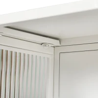 27.56" Modern Two-Door Wall Cabinet with Three-Tier Storage, Fluted Tempered Glass Doors, and Adjustable Shelves for Entryway, Living Room, Bathroom, Dining Room, White(m-7)