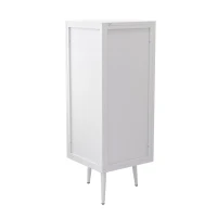 22.25'' Floor Corner Cabinet, Three Tiers with Tempered Glass Doors and Storage Shelves for Bathroom, Living Room, and Bedroom, 22.25"L x 16.75"W x 43.3"H, White(m-6)