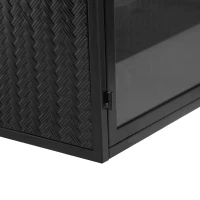 27.56" Modern Two-Door Wall Cabinet with Glass Doors, Three-Tier Storage, and Woven Pattern for Entryway, Living Room, Bathroom, Dining Room, Black(m-10)
