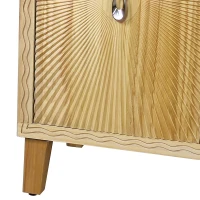 Vintage 4 Door Storage Cabinet, Carved Scatter Pattern Dining Sideboard, Large Buffet with Adjustable Shelves, Multifunctional Accent Cabinet, 59.84" x 15.75" x 31.89", Natural(m-9)