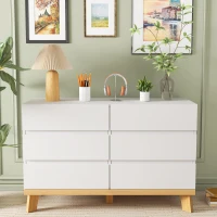 47.24" 6-Drawer MDF Storage Cabinet, Modern Design with Ample Storage Space, Durable Construction, Easy Assembly, White(m-4)
