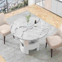42.12" Modern Round Dining Table with Printed White Marble Table Top, Sturdy MDF Construction, Easy Assembly and Maintenance, 220 lbs Weight Capacity, White(m-4)
