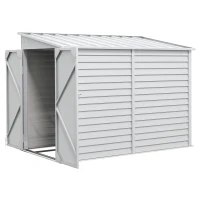 Outsunny 4.6ft x 9ft Metal Storage Shed Lockable Garden & Yard Tool & Outdoor Storage Shed, White(m-11)