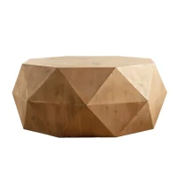 38" American Retro Style Coffee Table with Three-Dimensional Embossed Pattern, High-Quality Fir Wood and MDF, No Assembly Required, 150 lb Load Capacity, Natural(m-2)