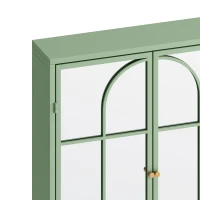 Vintage Two Door Wall Cabinet with Mirror, Three-Level Storage, Retro Style, Iron and Glass, 23.62"L x 5.91"W x 27.56"H, Green(m-6)