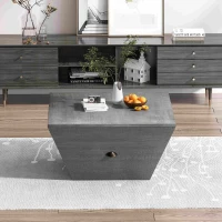 33.46" Ladder-Shaped Coffee Table with Drawer, High-Quality MDF, 200 lbs Load Capacity, Easy Assembly, 33.46"L x 33.46"W x 16.93"H, Gray(m-5)