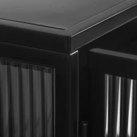 27.56" Modern Two-Door Wall Cabinet with Three-Tier Storage, Fluted Tempered Glass Doors, and Adjustable Shelves for Entryway, Living Room, Bathroom, Dining Room, Black(m-8)