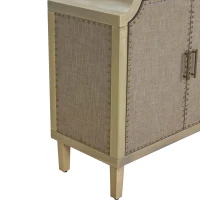 Retro Industrial Style 4-Door Cabinet with Rivet Decor, Linen Doors, Adjustable Shelves, Easy Assembly, 59.84"L x 15.75"W x 32.68"H, Natural(m-7)