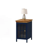 Nightstand with Storage Cabinet & Solid Wood Tabletop, Bedside Table, Sofa Side Coffee Table for Bedroom and Living Room, 12.2"L x 15.75"W x 20.08"H, Blue(m-2)