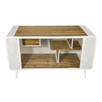 Spacious Cat House with Tempered Glass, Modern Style, Sturdy Fir Wood and Iron Frame, 55.12"L x 22.83"W x 29.92"H, White(m-2)