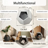 Modern Pet Furniture Cat Litter Side Table, Multifunctional MDF Design, 25.98" x 25.98" x 21.07", Black Brown(m-4)