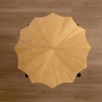 31.5" Vintage Patchwork Lace Coffee Table Set of 2 with Natural Pine Grain Top and Dimpled Metal Cross Legs, Natural+Black(m-7)