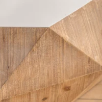 38.18" American Retro Style Coffee Table with Three-Dimensional Embossed Pattern, White Tabletop, No Assembly Required, 150 lb Load Capacity, White+Oak(m-8)