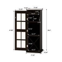 Modern Glass Door Wine Cabinet with Drawer and X-Shaped Wine Rack, Adjustable Shelves, 17.32"L x 15.24"W x 50.2"H, Brown(m-3)