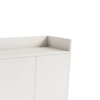 Stylish 4-Door Storage Cabinet with Square Metal Legs, Adjustable Shelf, and Particle Board Material, 47.24"L x 11.81"W x 31.69"H, White(m-7)