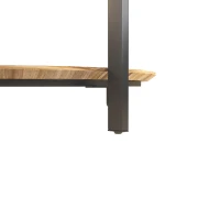 31.5" Round Coffee Table, Wooden Double Layer Coffee Table with Open Storage Space and Metal Legs for Living Room, Bedroom, Natural(m-7)