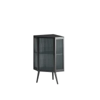22.25" Floor Corner Cabinet with Tempered Glass Door & Storage Shelves for Bathroom, Living Room, Bedroom, Easy Assembly, 31.5" H, Black(m-9)