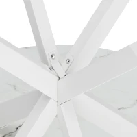31.5'' Modern Cross Leg Round Dining Table, White Marble Top, Two Piece Removable Top, Matte Finish Iron Legs, Easy Assembly, White(m-7)