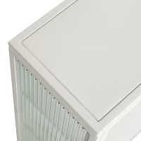 27.56" Modern Two-Door Wall Cabinet with Three-Tier Storage, Fluted Tempered Glass Doors, and Adjustable Shelves for Entryway, Living Room, Bathroom, Dining Room, White(m-8)