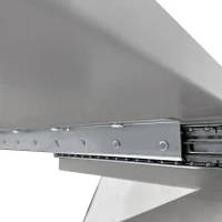 47.25"-63" Modern Glossy Dining Table for 4-6 People, Extendable with Crossed Metal Base and Stainless Steel Tubes, 220 lbs Capacity, White(m-7)